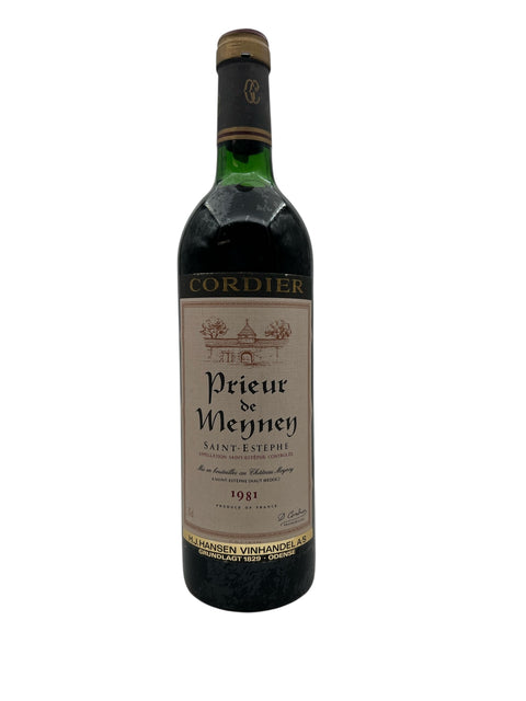 Pullo Prieur de Meyneytä vuodelta 1981 Cordier Saint-Estèphe