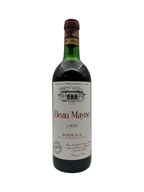 Pullo Beau Mayne 1982 punaviiniä Bordeaux'sta