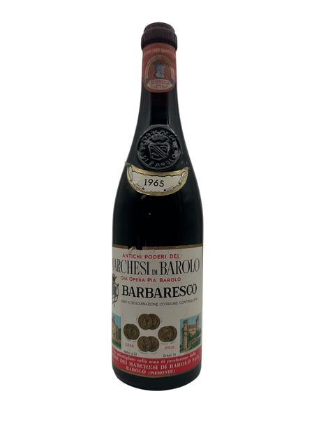 Pullo Barbaresco Marchesi di Barolo 1965 punaviiniä