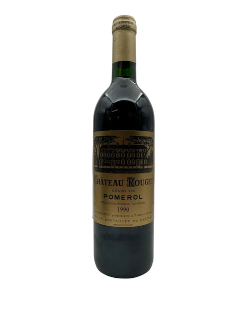Pullo Pomerol Château Rouget 1990 punaviiniä