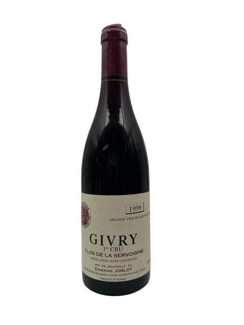 Pullo Givry 1er Cru Domaine Joblot 1998 punaviiniä
