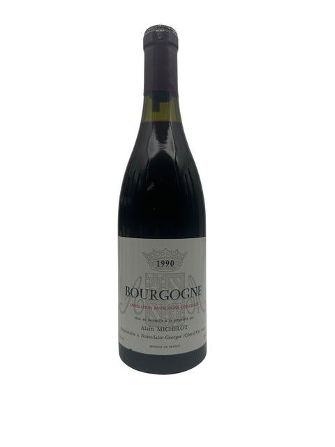 Pullo Burgundin punaviiniä vuodelta 1990, kirjoittanut Alain Michelot