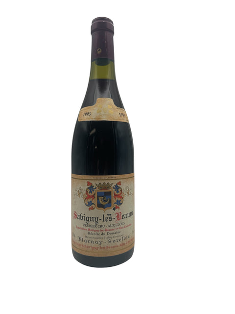 Pullo Savigny-lès-Beaune Marnay-Sorelles 1993 punaviiniä