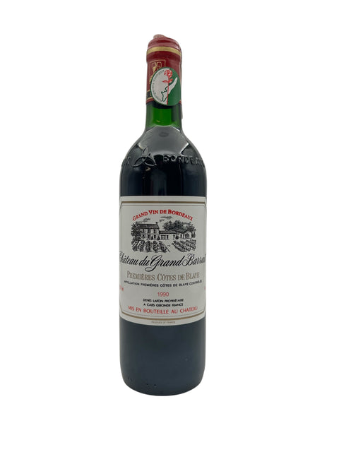 Pullo Château du Grand Barrail 1990 punaviiniä