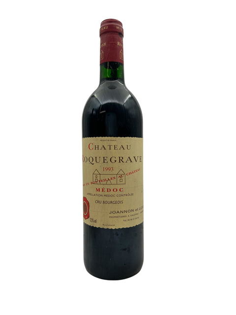 Pullo 1993 Chateau Roquegrave -punaviiniä, Médocin alue