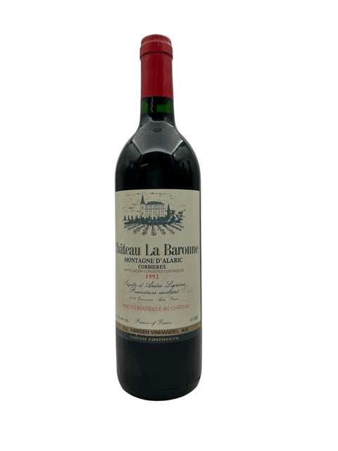 Pullo Montagne d'Alaric Château La Baronne 1992 punaviiniä