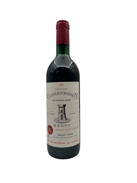 Pullo Château La Tour St Bonnet 1985 punaviiniä Médocista Ranskasta