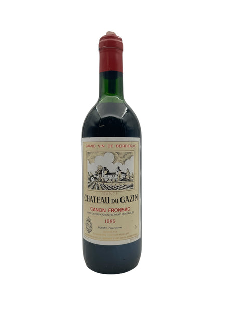 Pullo Canon Fronsac Chateau du Gazin 1985 punaviiniä