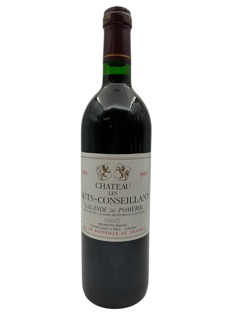 Pullo Chateau Les Hauts-Conseillants 1989 punaviiniä Bordeaux'sta