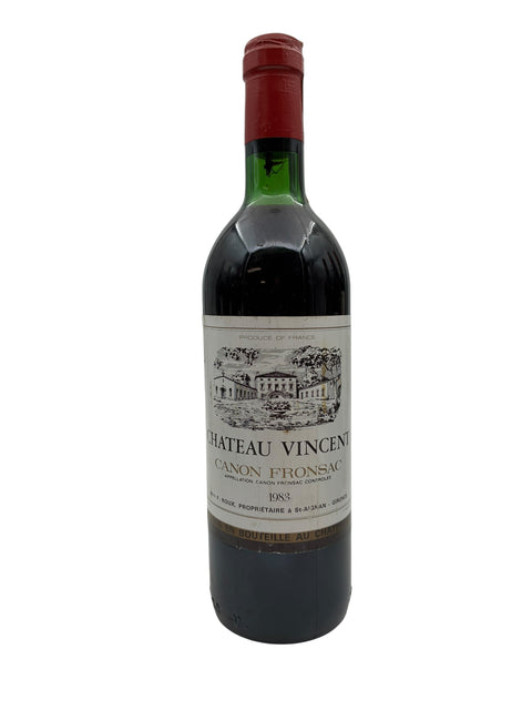 Pullo Chateau Vincent Canon Fronsac 1983 punaviiniä