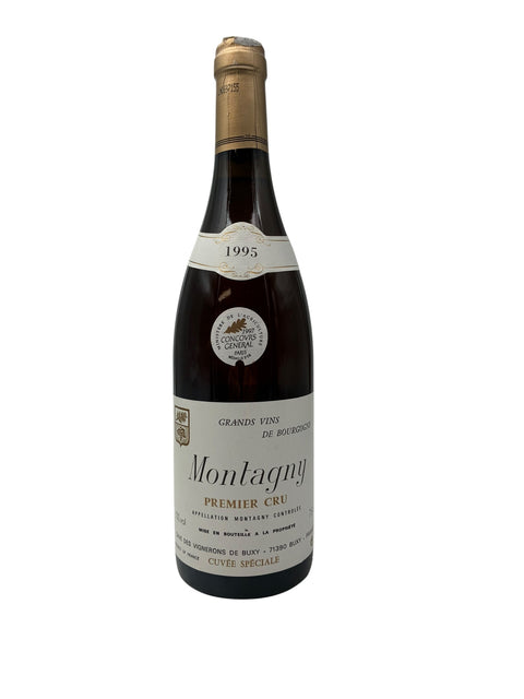 Pullo Montagny Cuvée Spéciale 1995 valkoviiniä