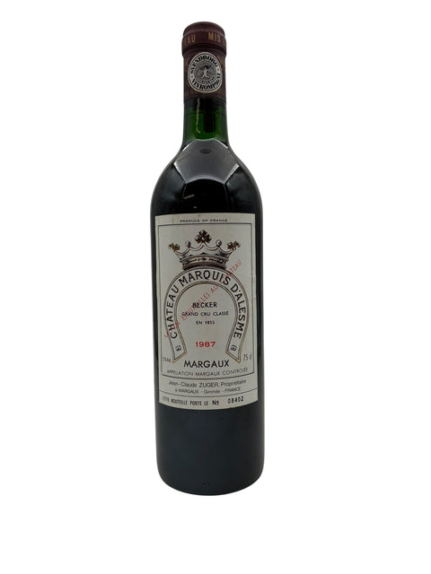 Château Marquis d'Alesme Margaux 1987 pullo