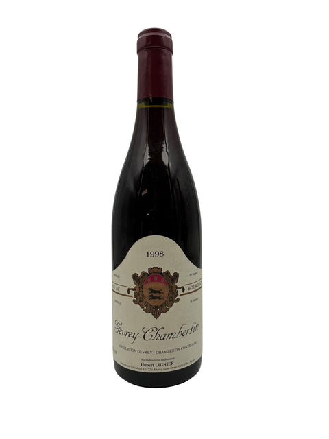 Pullo Gevrey-Chambertin Hubert Lignier 1998 punaviiniä
