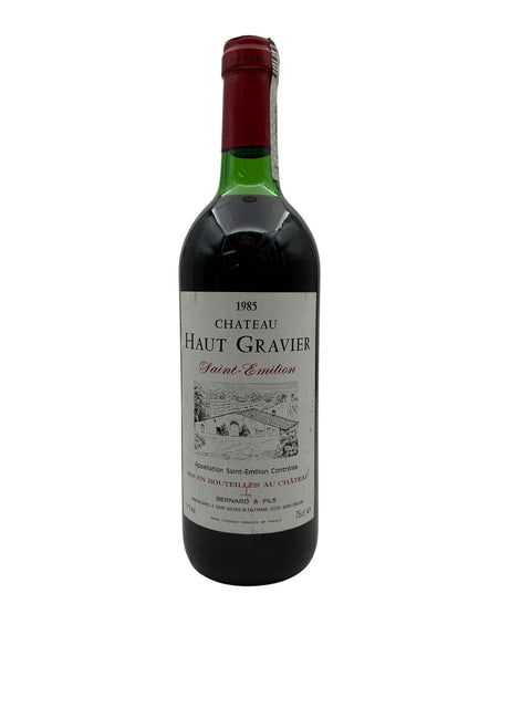 Pullo Saint-Émilion Chateau Haut Gravier 1985 punaviiniä