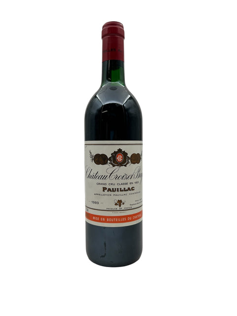 Pullo Chateau Croizet Bages -punaviiniä vuodelta 1989