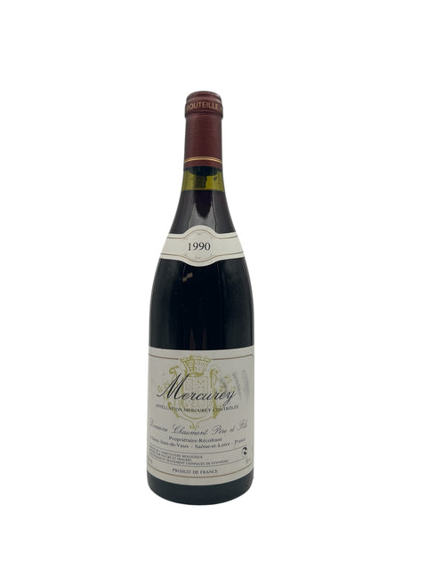 Pullo Mercurey Domaine Chaumont 1990 punaviiniä