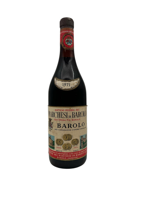 Pullo Barolo Marchesi di Barolo 1971 punaviiniä