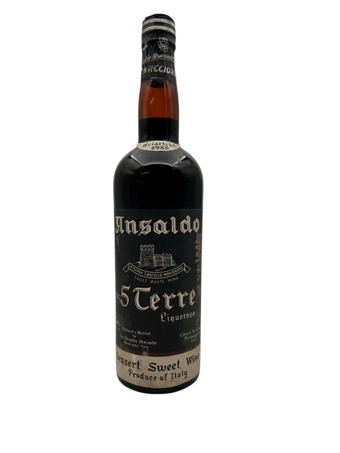 Pullo 5 Terre Ansaldo Liquoroso jälkiruokaviiniä vuodelta 1985