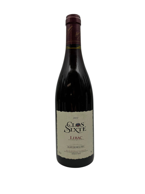 Pullo Clos de Sixte -punaviiniä Alain Jaumelta, vuosikerta 2003