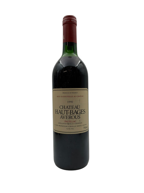 Pullo Chateau Haut-Bages Averous 1990 punaviiniä