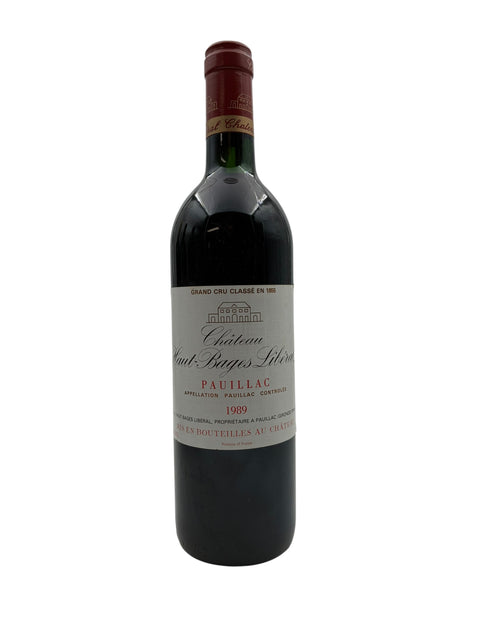 Pullo Château Haut-Bages Libéral 1989 punaviiniä