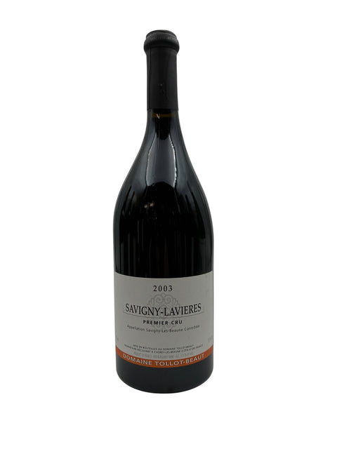 Pullo Savigny-Lavières Burgundy punaviiniä vuodelta 2003.