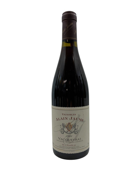 Pullo Vacqueyras Alain Jaume 1998 punaviiniä
