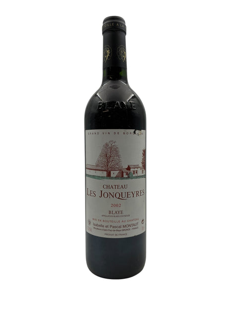 Pullo Les Jonqueyres Chateau Punaviiniä vuosikerta 2002