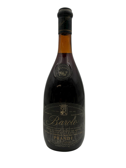 Barolo Prandi 1967 pullo vintage-etiketillä
