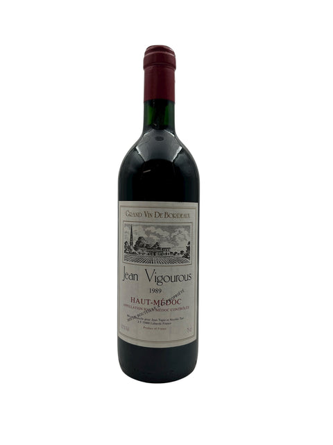 Pullo Jean Vigorous 1989 punaviiniä Haut-Médocista