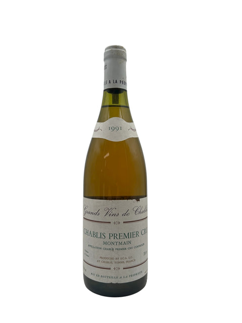 Pullo Chablis Premier Cru SCA LC 1991 valkoviiniä