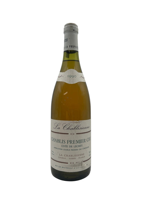 Pullo Chablis Premier Cru La Chablisienne 1990 valkoviiniä