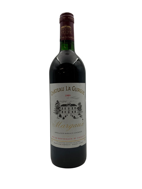 Pullo Margaux Chateau La Gurgue 1989 punaviiniä