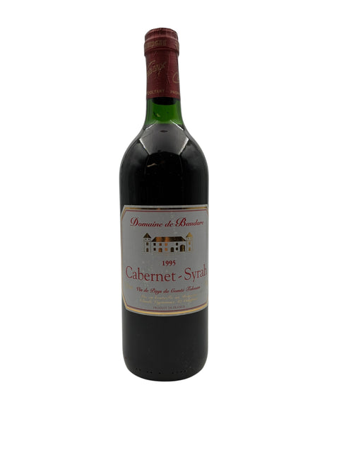 Pullo Cabernet Syrah Domaine de Baudare 1995 punaviiniä