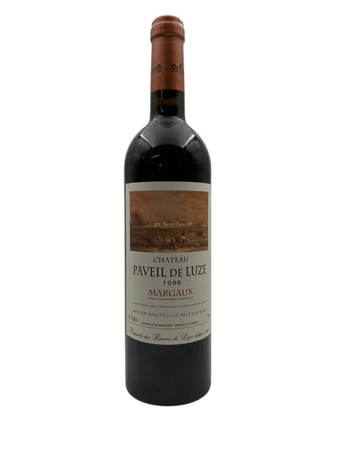 Pullo Chateau Paveil de Luze 1998 Margaux punaviiniä