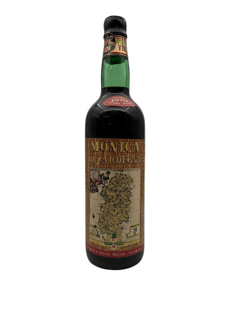 Pullo Monica di Sardegna Meloni 1970 punaviiniä Sardiniasta