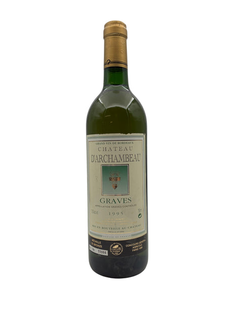 Pullo Graves Chateau d'Archambeau 1995 valkoviiniä