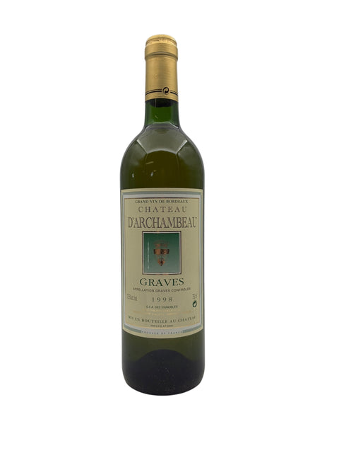 Pullo Graves Chateau d'Archambeau 1998 valkoviiniä