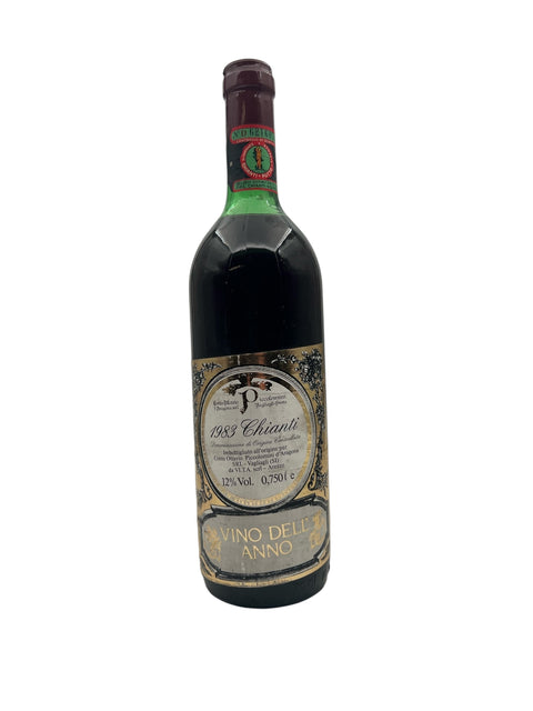 Pullo Chianti Poggiopianoa 1983 vintage-etiketillä