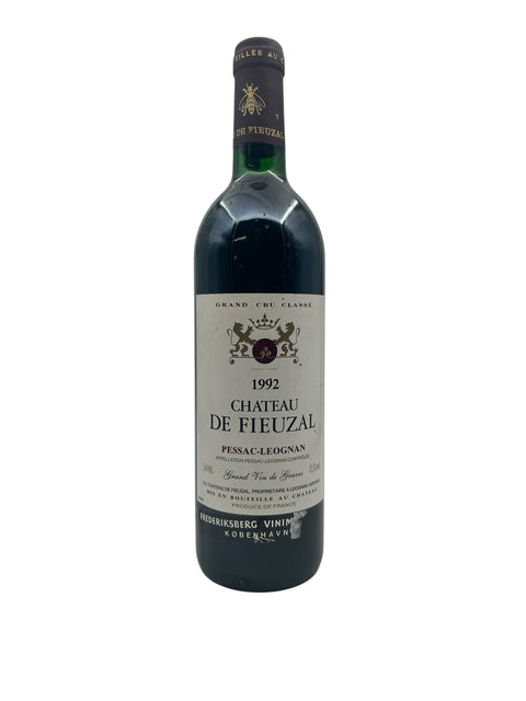 Pullo Chateau de Fieuzal 1992 punaviiniä Pessac-Léognanista