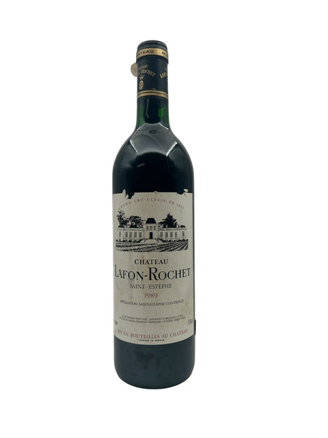 Pullo Château Lafon-Rochet Saint-Estèphe 1989 punaviiniä