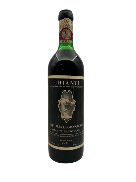 Pullo Chianti Marchese Emilio Pucci 1971 punaviiniä