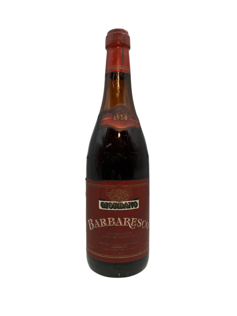 Pullo Barbaresco Giordano 1980 punaviiniä