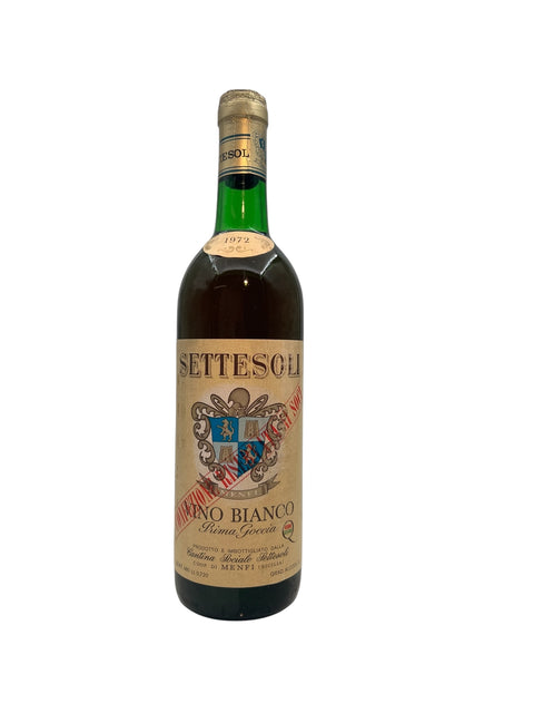 Pullo Vino Bianco Settesoli 1972 valkoviiniä Sisiliasta
