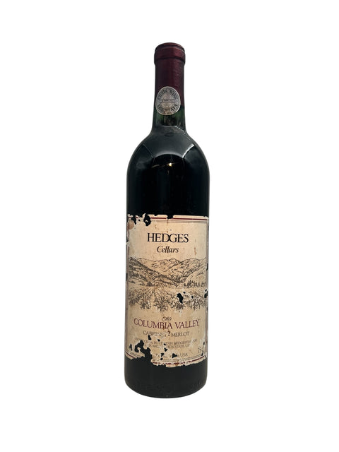 Pullo Columbia Valleyn punaviiniä vuodelta 1989, valmistaja Hedges Cellars