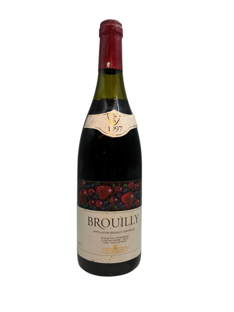 Pullo Brouilly Mommesin 1997 punaviiniä
