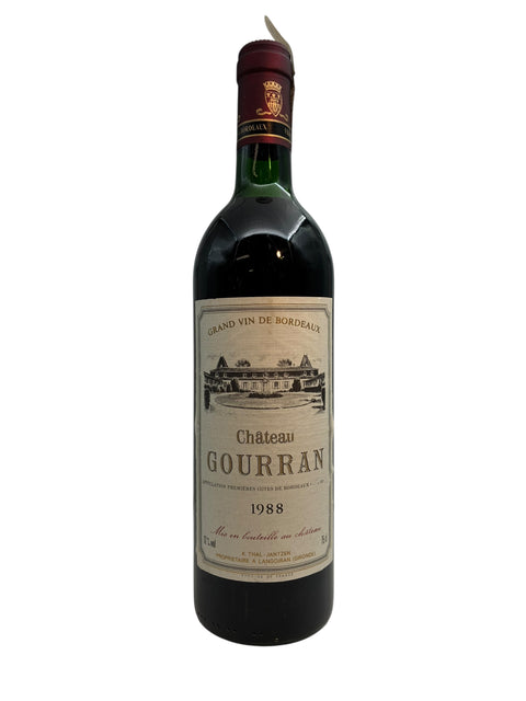 Pullo Chateau Gourran 1988 punaviiniä etiketillä