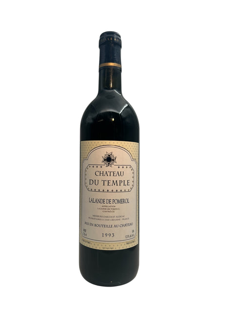 Pullo Lalande de Pomerol Chateau du Temple 1993 punaviiniä