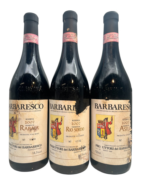 Kolme pulloa Barbaresco 2007 Produttori del Barbarescolta