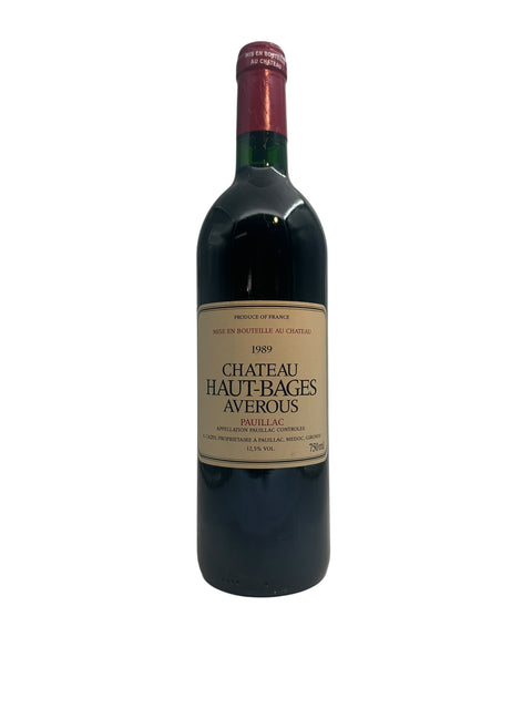 Pullo Chateau Haut-Bages Averous 1989 punaviiniä